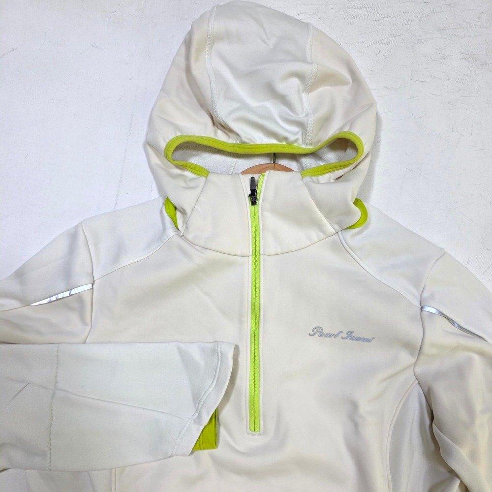 Pearl Izumi Elite Cycling Hoodie Women Small White Lime Green 1/4 Zip Pullover
